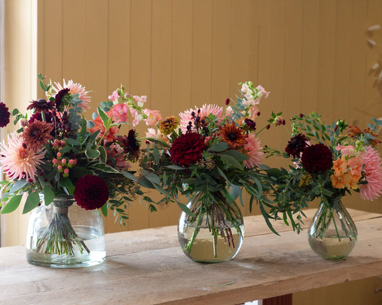 Rich Tones Short Round Vase Arrangement- Small