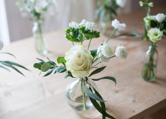 Whites and Greens Bud Vases