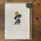 Daschund dog with iron on hat charm card